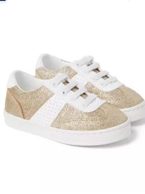 Jair and Jack Girls' Gold Glitter Sneakers with White Trim